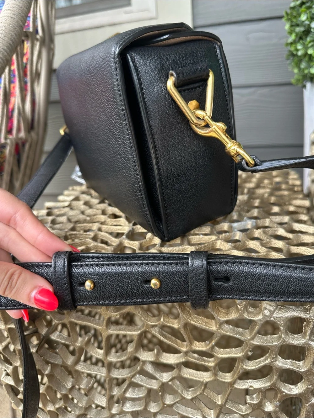 Alexander McQueen Black Leather Bag with Gold Hardware